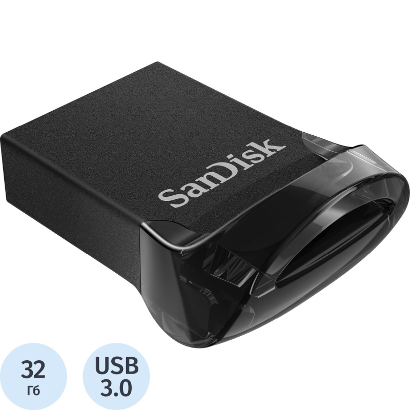 Флеш-память SanDisk Ultra Fit, 32Gb, USB 3.1 G1, чер, SDCZ430-032G-G46 - фото 1