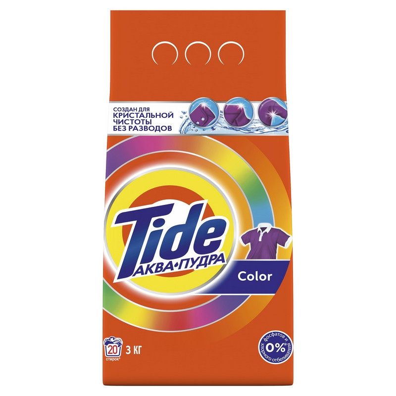 Порошок стиральный Tide Аква Пудра Color автомат 3кг д/цветного белья - фото 1