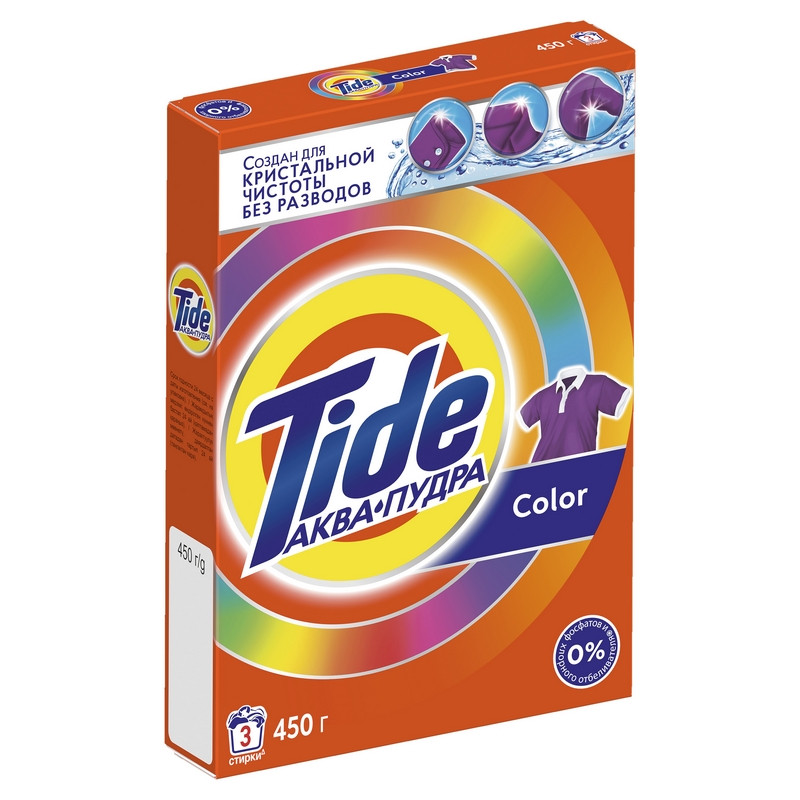 Порошок стиральный Tide Аква Пудра Color автомат 450г д/цветного белья - фото 2