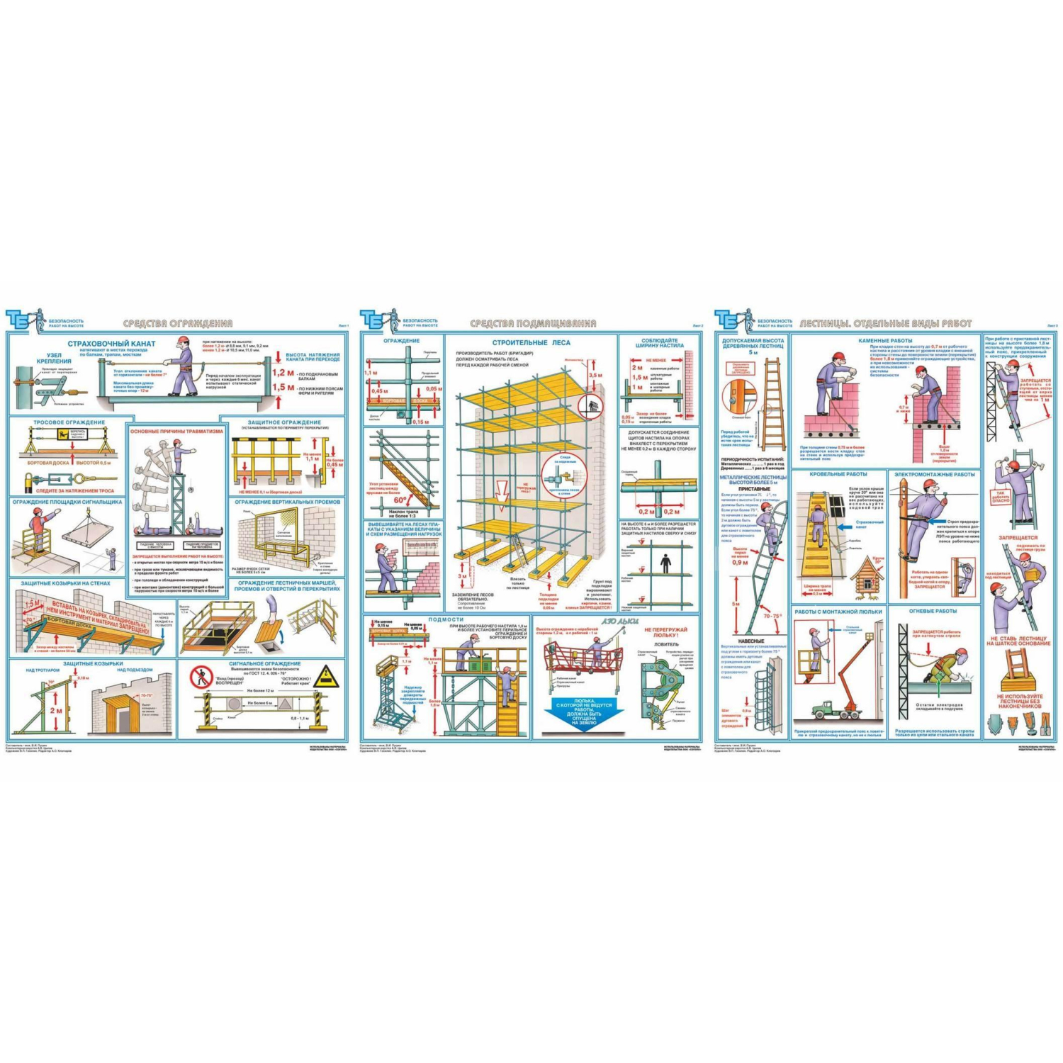 Плакат информационный безопасность работ на высоте, комплект из 3-х листов - фото 1
