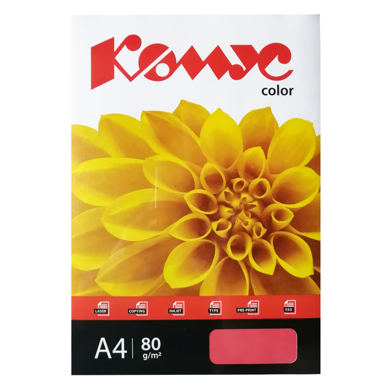 Бумага цветная Комус Color (красный интенсив), 80г, А4, 500 л. - фото 3