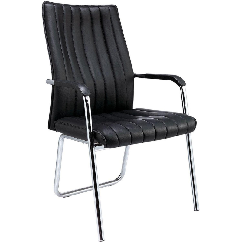 Конференц-кресло BN_TQ_Echair-811 VPU кожзам черный, хром - фото 1