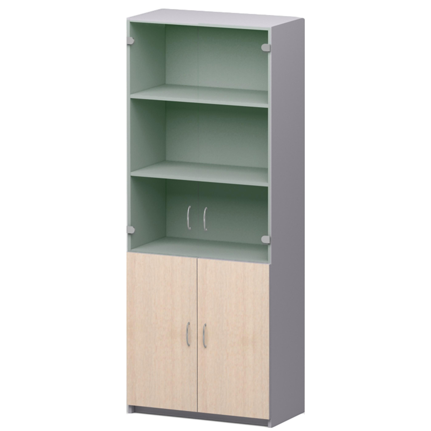 Шкаф SP Бюджет   со стекл. 2553 (651,879,655,670) д.ш.св./сер - фото 1