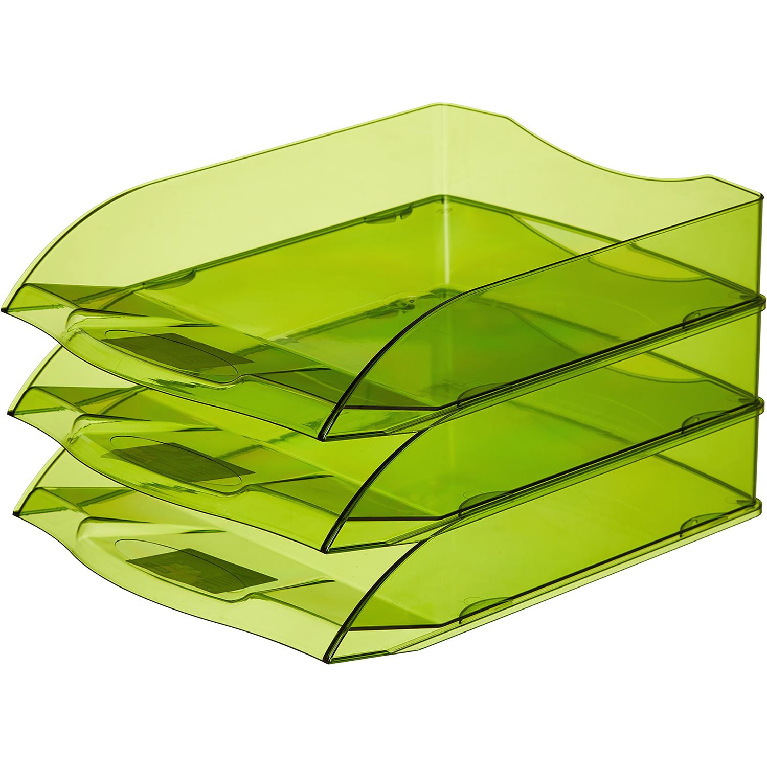 Лоток горизонтальный ATTACHE Яркий Офис 340х250х60 тонированный зеленый - фото 3