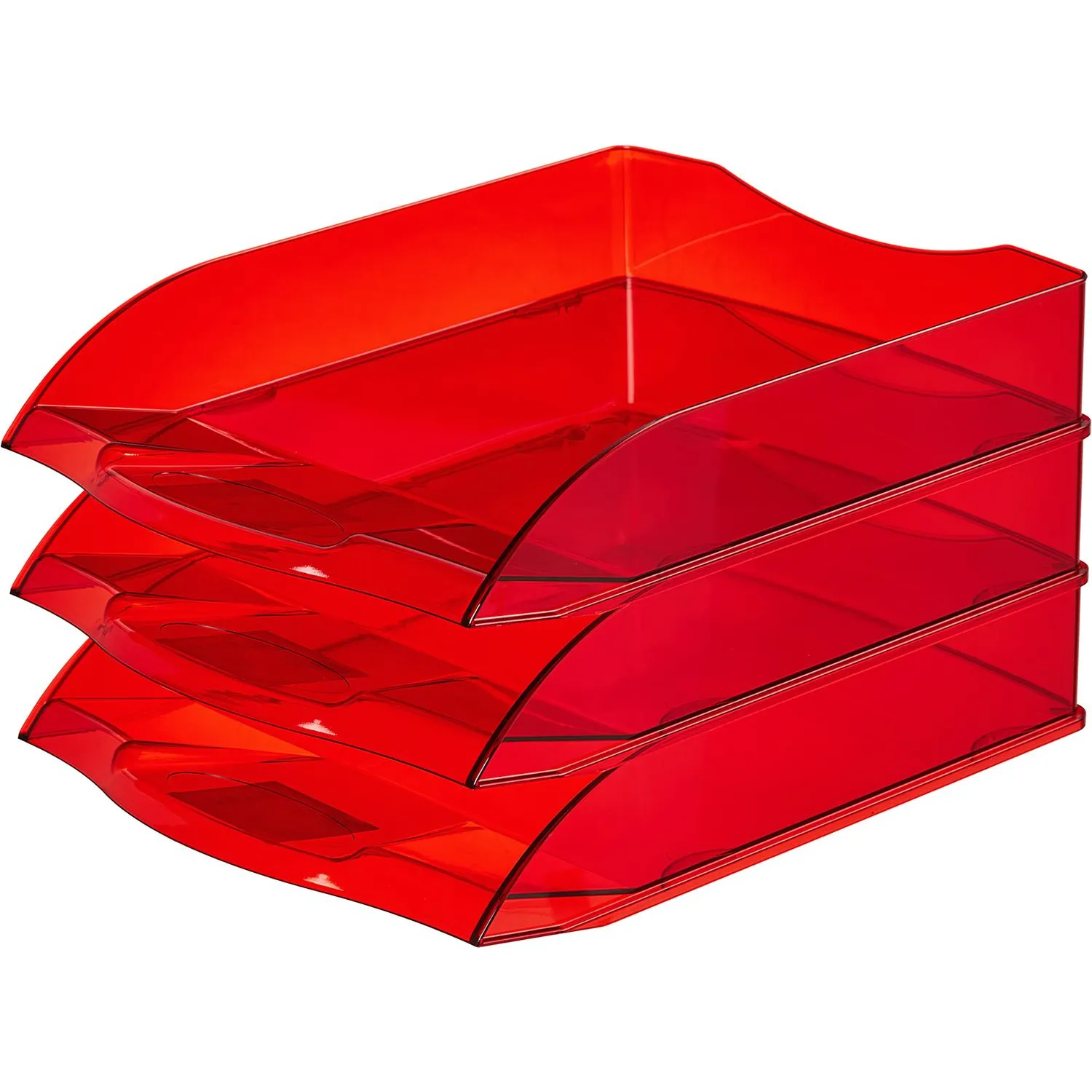 Лоток горизонтальный ATTACHE Яркий Офис 340х250х60 тонированный красный - фото 2