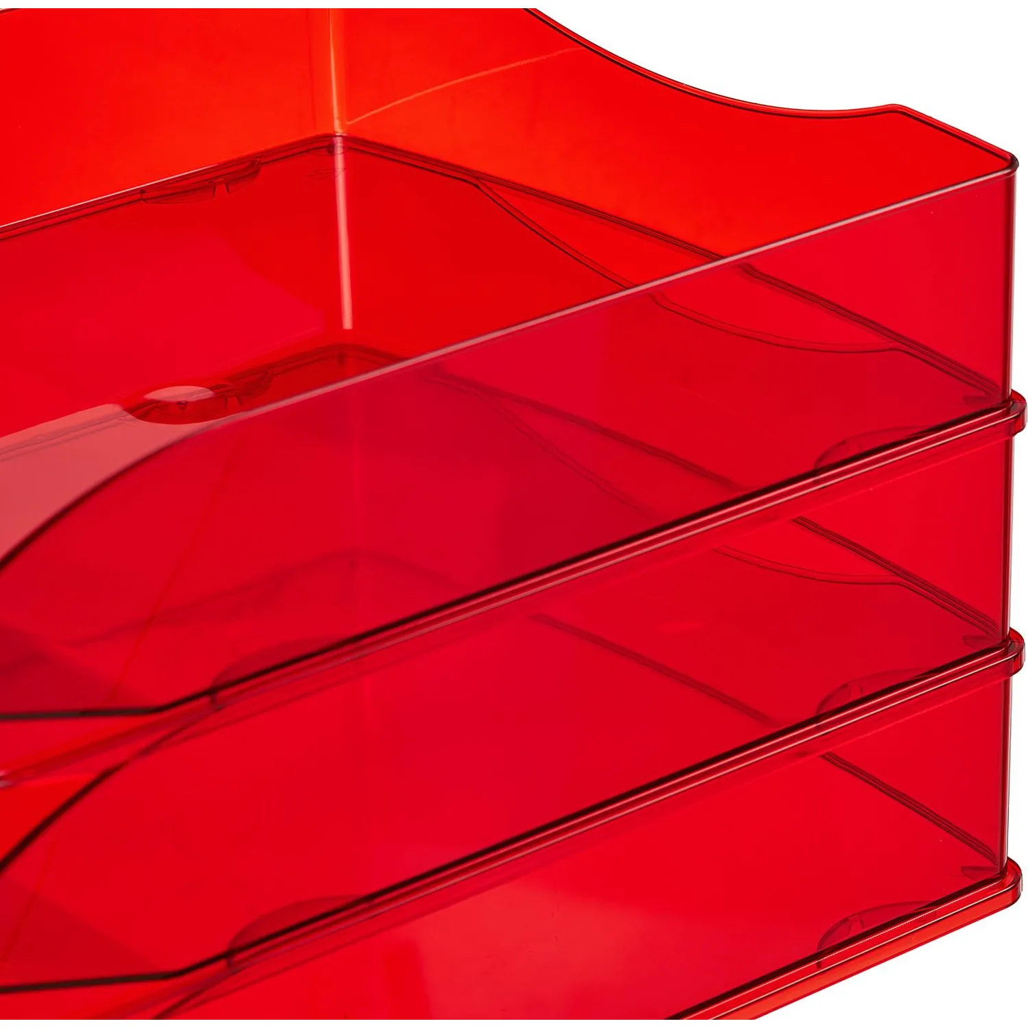 Лоток горизонтальный ATTACHE Яркий Офис 340х250х60 тонированный красный - фото 4