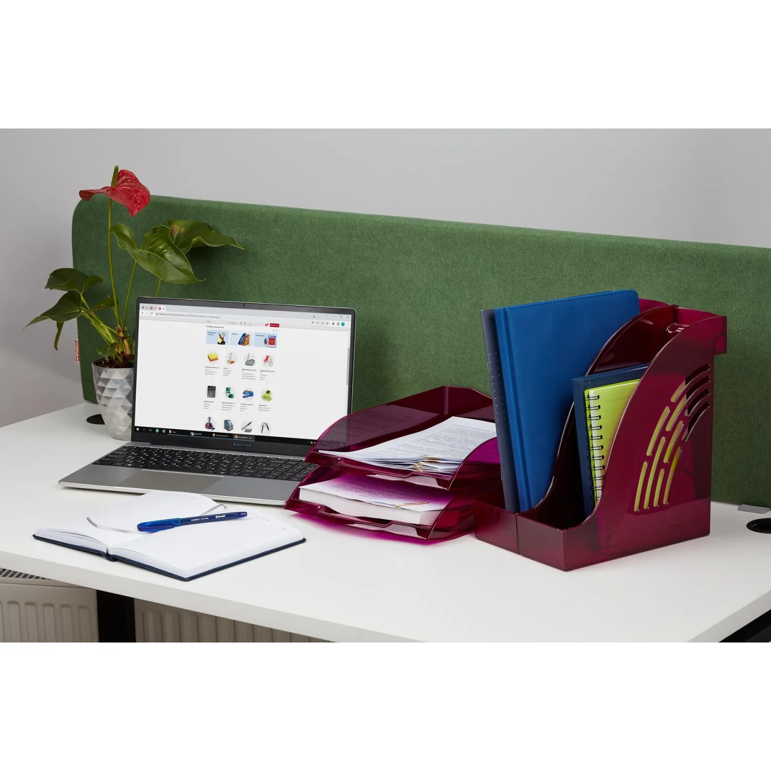 Лоток горизонтальный ATTACHE Яркий Офис 340х250х60 тонированный розовый - фото 3