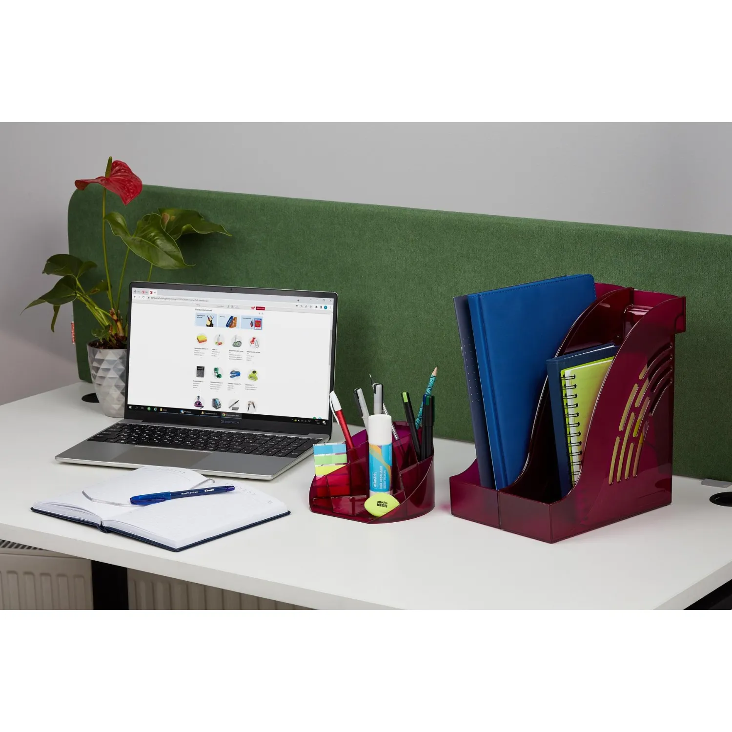 Лоток горизонтальный ATTACHE Яркий Офис 340х250х60 тонированный розовый - фото 5