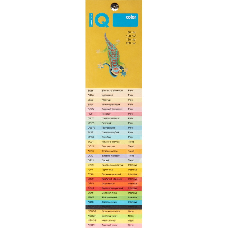 Бумага цветная IQ COLOR (А4,80г,YE23-желтый) пачка 500л. - фото 2