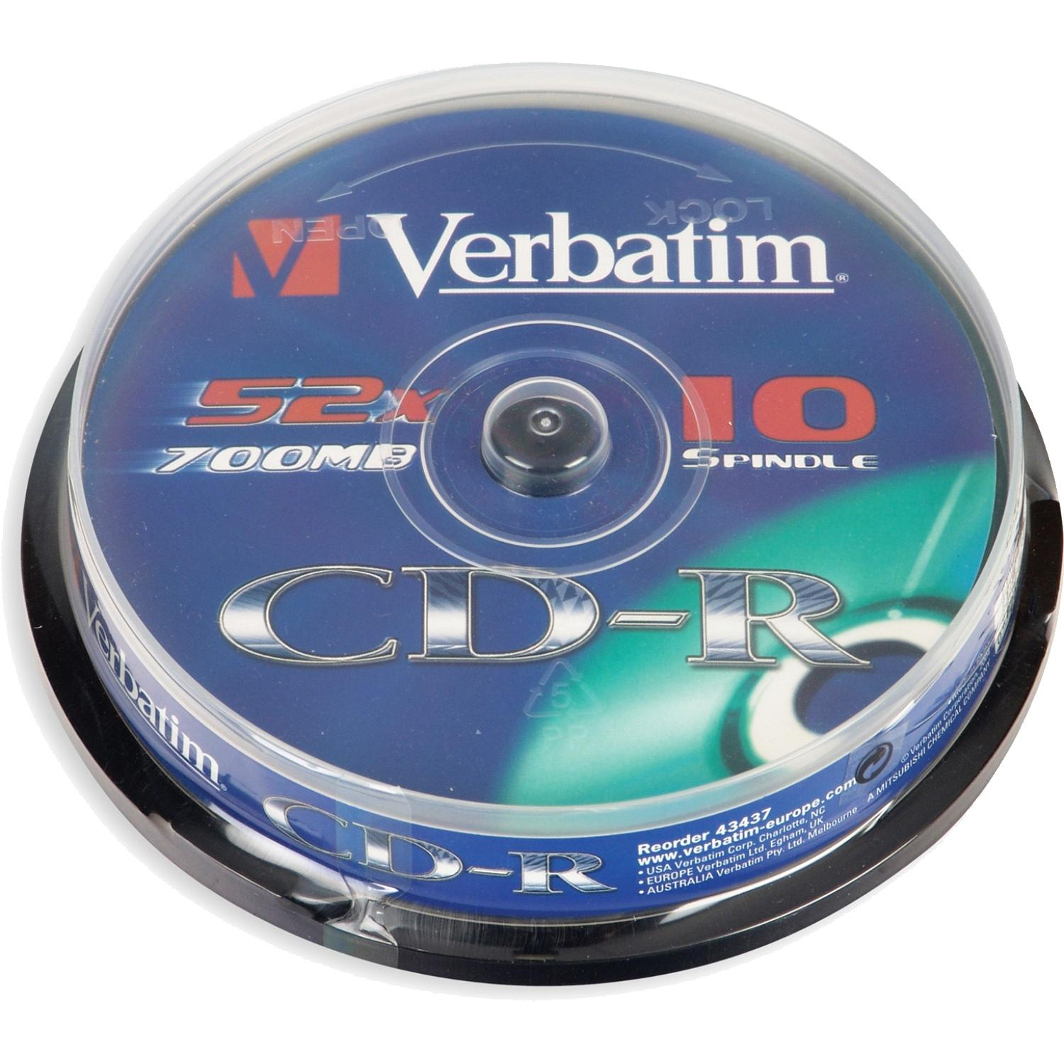 Носители информации CD-R, 52x, Verbatim Extra Protection, Cake/10, 43437 Носители информации CD-R, 52x, Verbatim Extra Protection, Cake/10, 43437 - фото 1