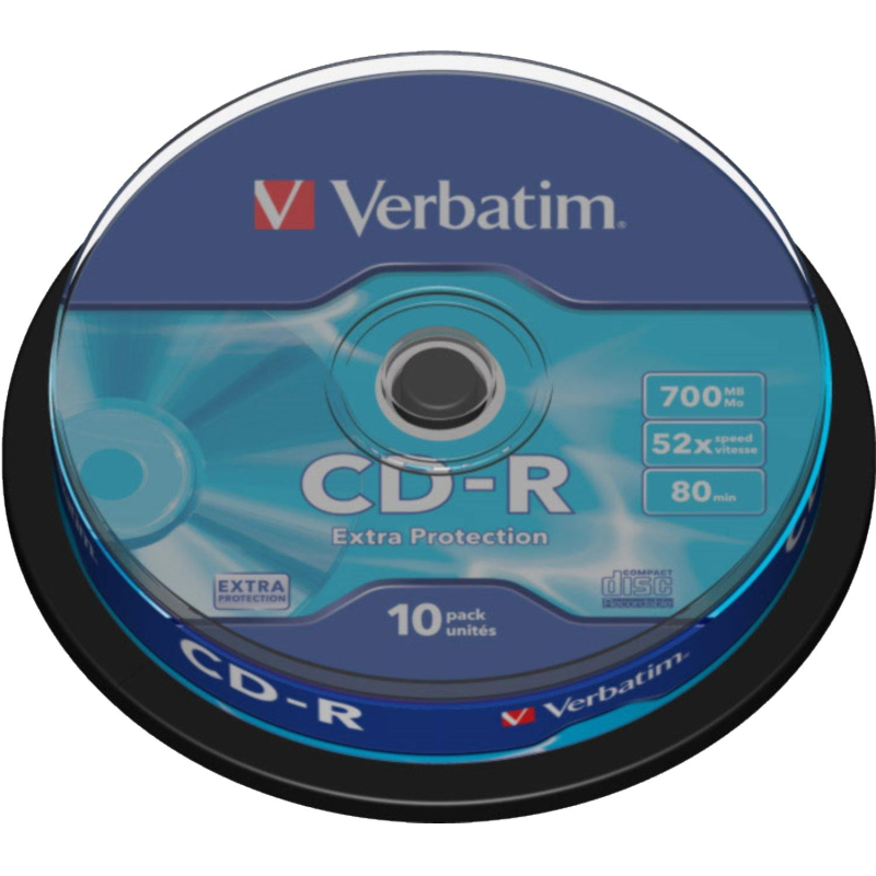Носители информации CD-R, 52x, Verbatim Extra Protection, Cake/10, 43437 - фото 1