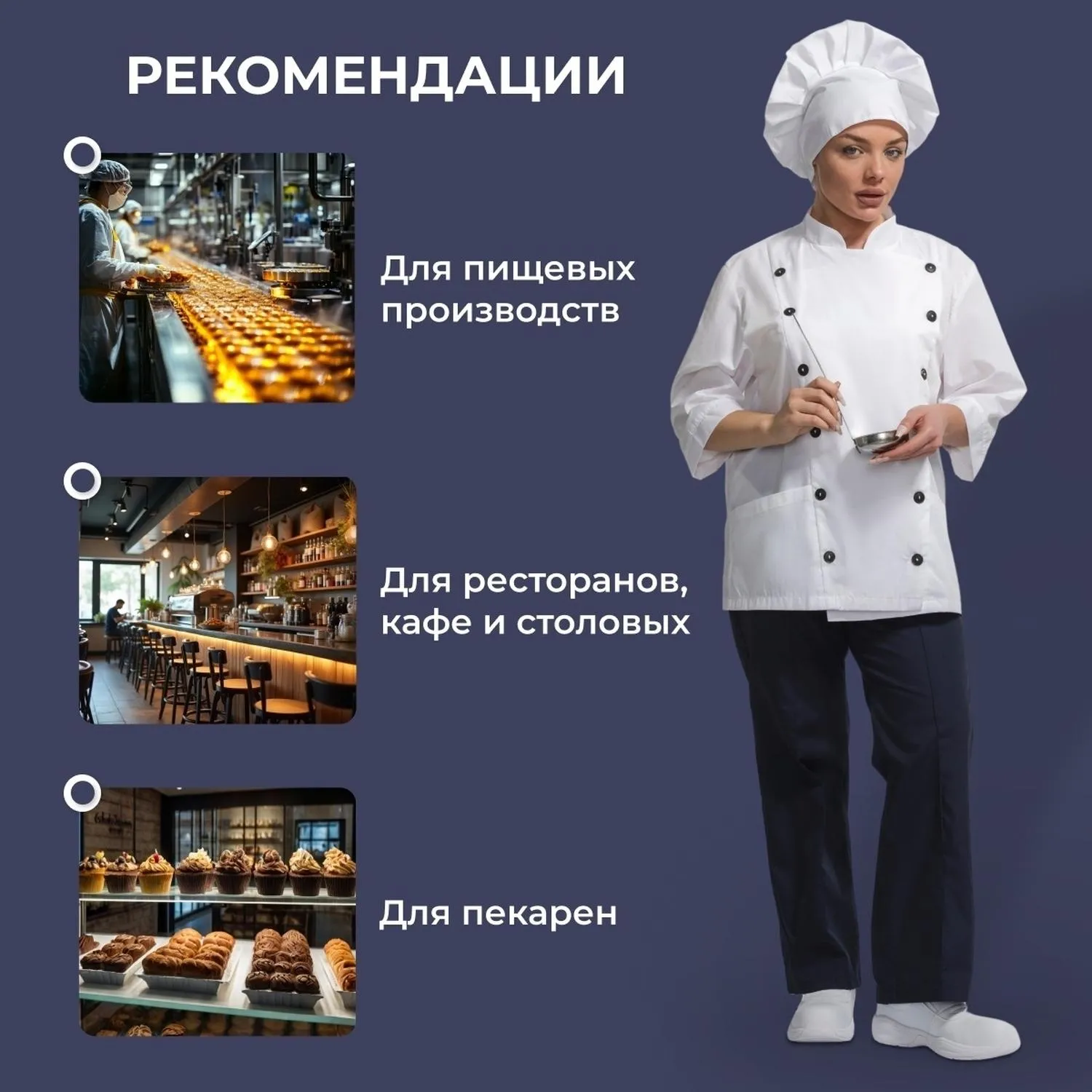 Куртка поварская универс. у14-КУ белая (р.52-54) р.170-176 - фото 5