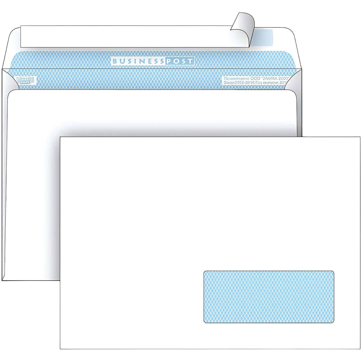 Конверт белый C5 стрип пр.окно BusinessPost 162х229 50шт/уп/2961 - фото 2