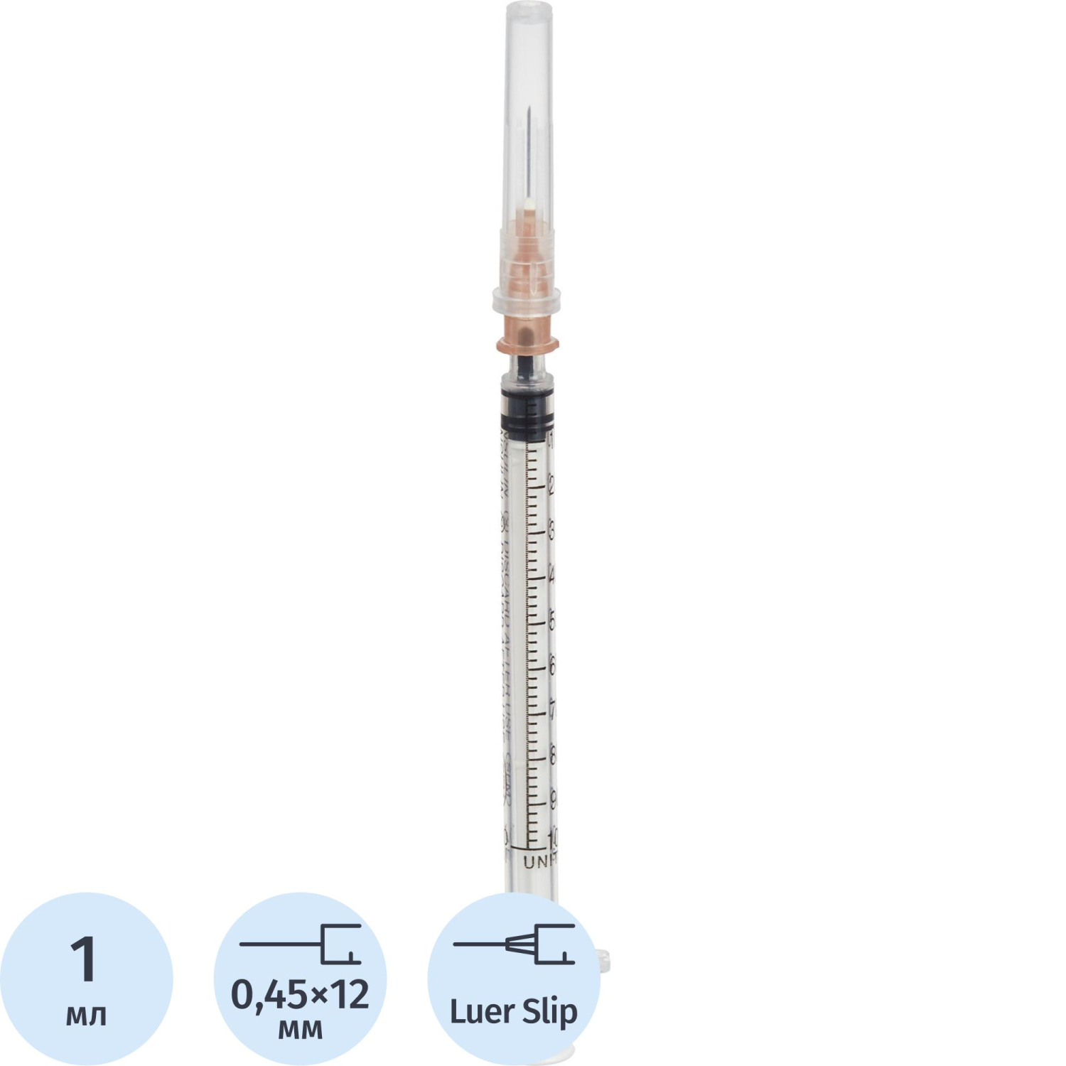 Шприц инсулиновый U-100 1мл 26G(0,45х12) над. 100шт/уп SFM Шприц инсулиновый U-100 1мл 26G(0,45х12) над. 100шт/уп SFM - фото 1