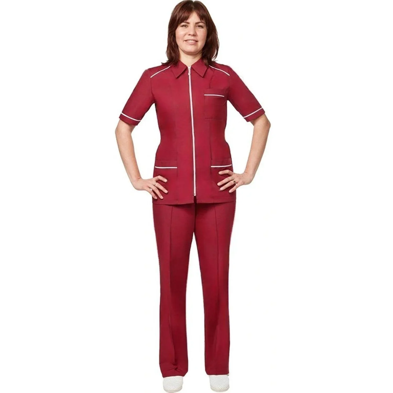 Костюм для горничных и уборщиц женский у13-КБР бордо (р.40-42)р.170-176 - фото 2