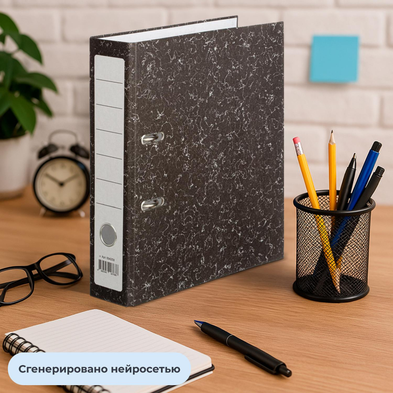 Папка-регистратор Attache Economy без мет.угол_бюдж 75мм ч/б бум/бум,карм.к - фото 12