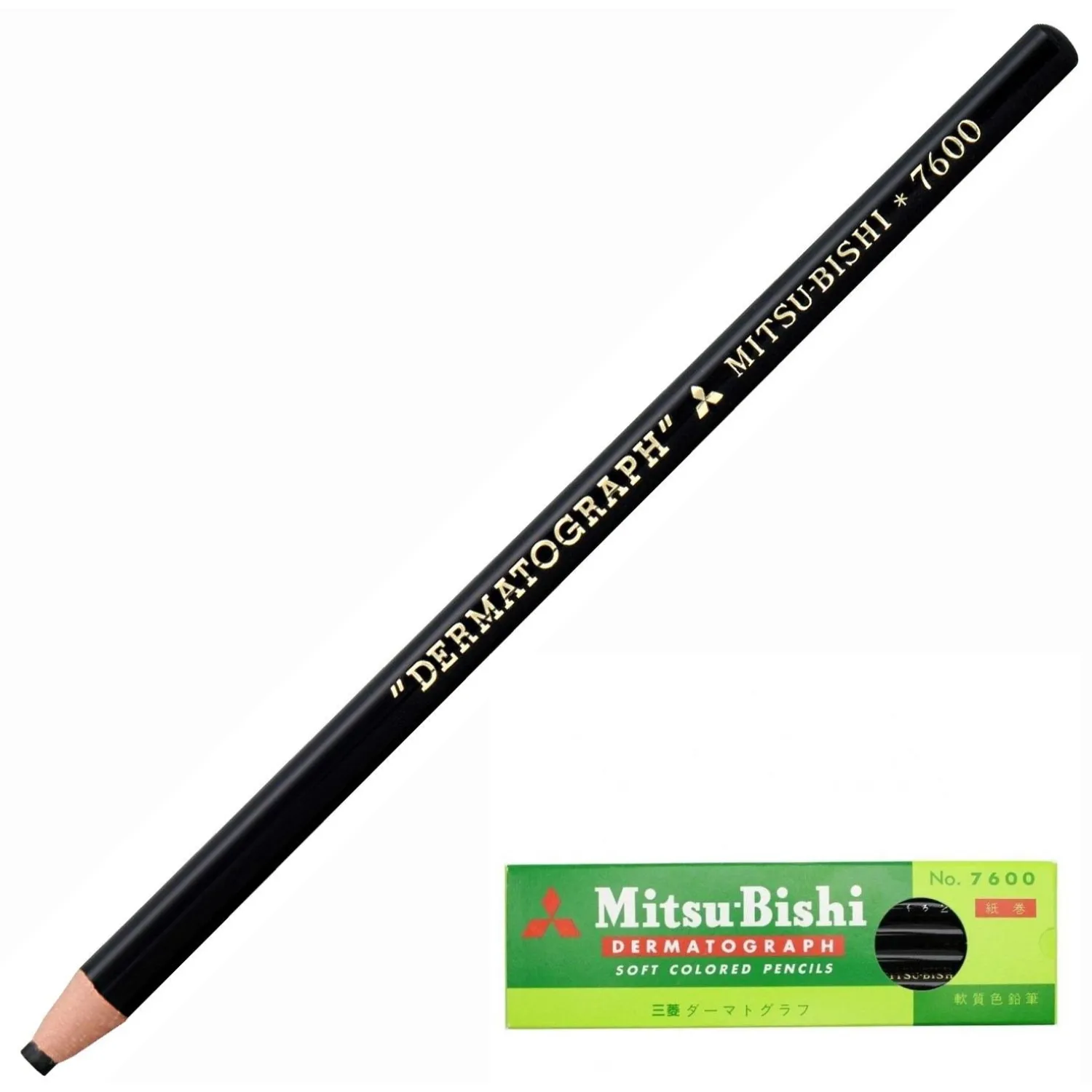 Карандаш восковый Uni DERMATOGRAPH пов-ти черн,нетреб.заточ б/лP 7600 - фото 4