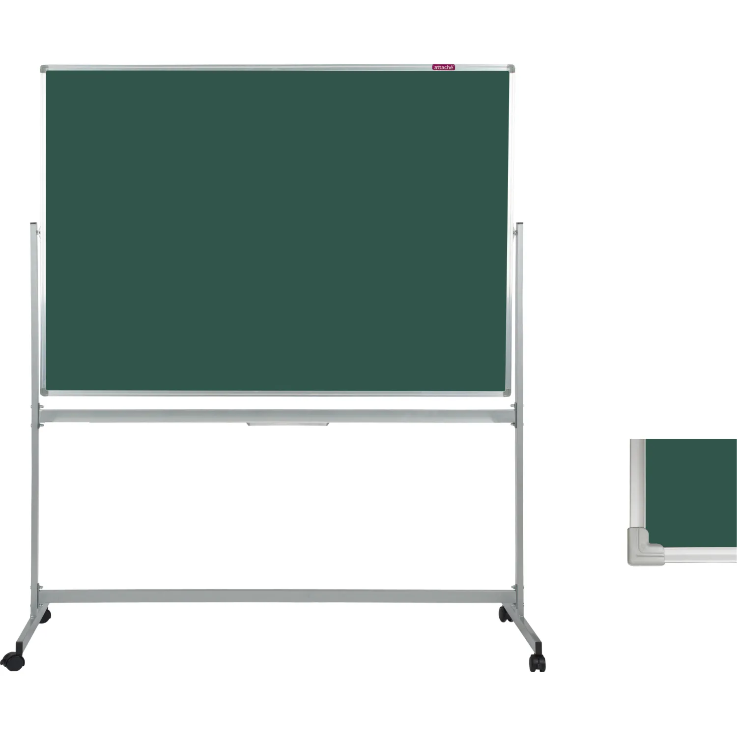 Доска меловая магнитная зеленая Attache Twist 100х150 вращ.мобильн РФ-Корея - фото 4