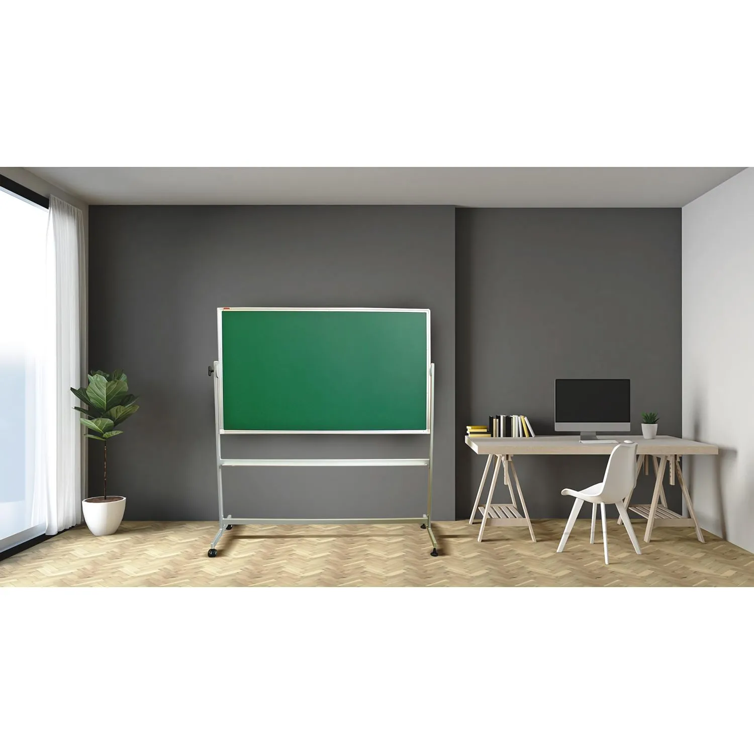 Доска меловая магнитная зеленая Attache Twist 100х150 вращ.мобильн РФ-Корея - фото 6