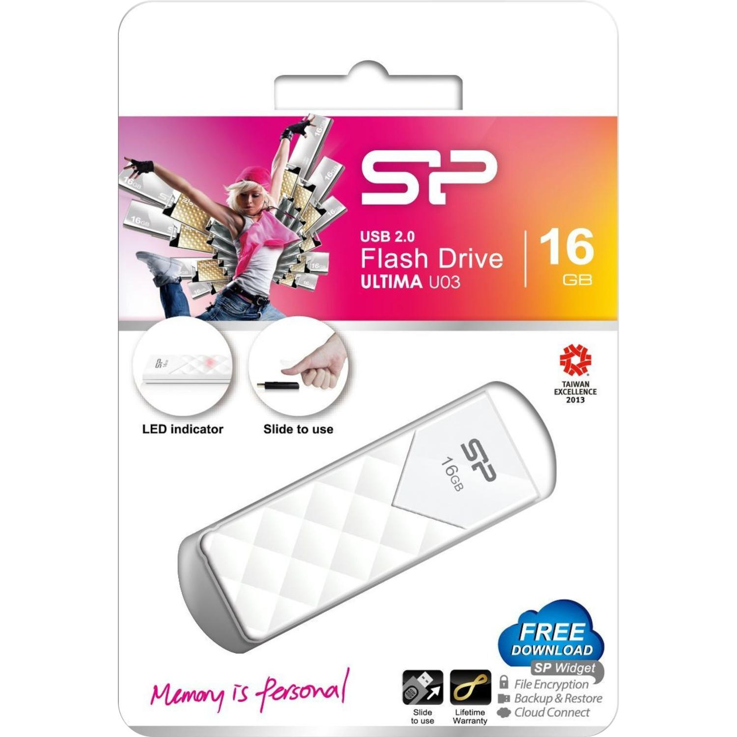 Флеш-память Silicon Power Ultima U03, 16Gb, USB 2.0, бел, SP016GBUF2U03V1W - фото 3