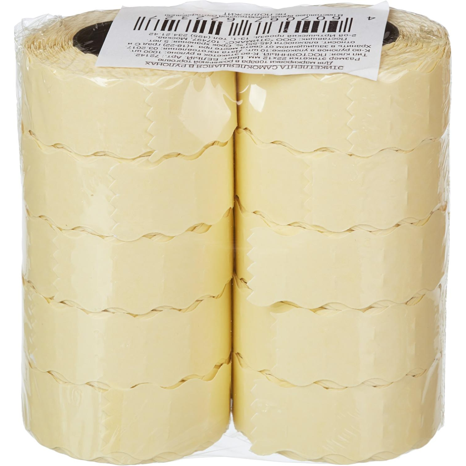 Этикет-лента 22х12 белая волна 1000шт/рул 10рул/уп - фото 3