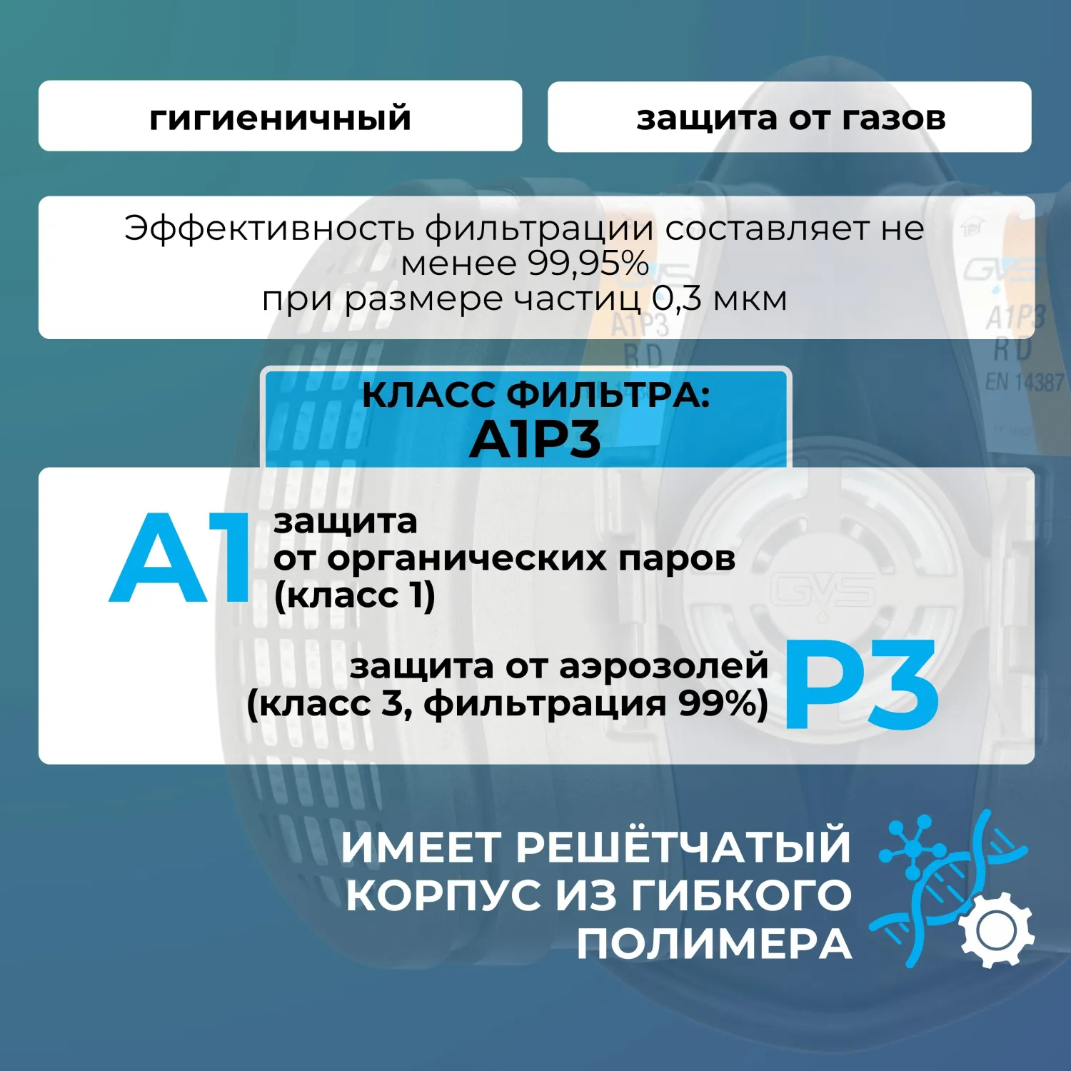 Фильтр противогазовый ELIPSE марка A1P3 2 шт/уп - фото 2