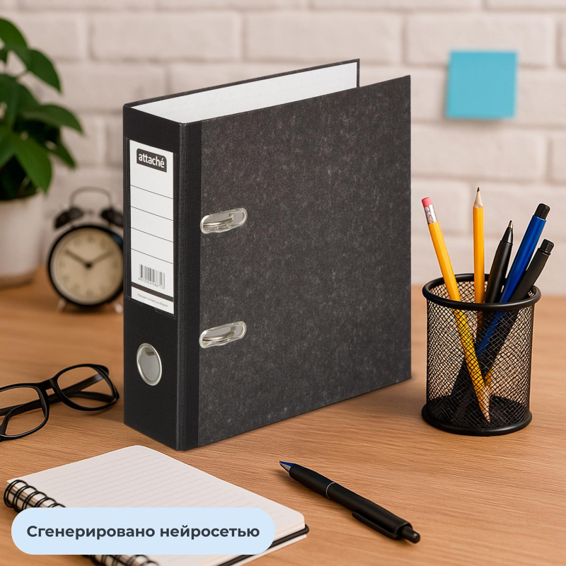 Папка-регистратор ATTACHE, формат A5,верт,75мм,мрамор,черн,бум/бум,карм.кор - фото 12