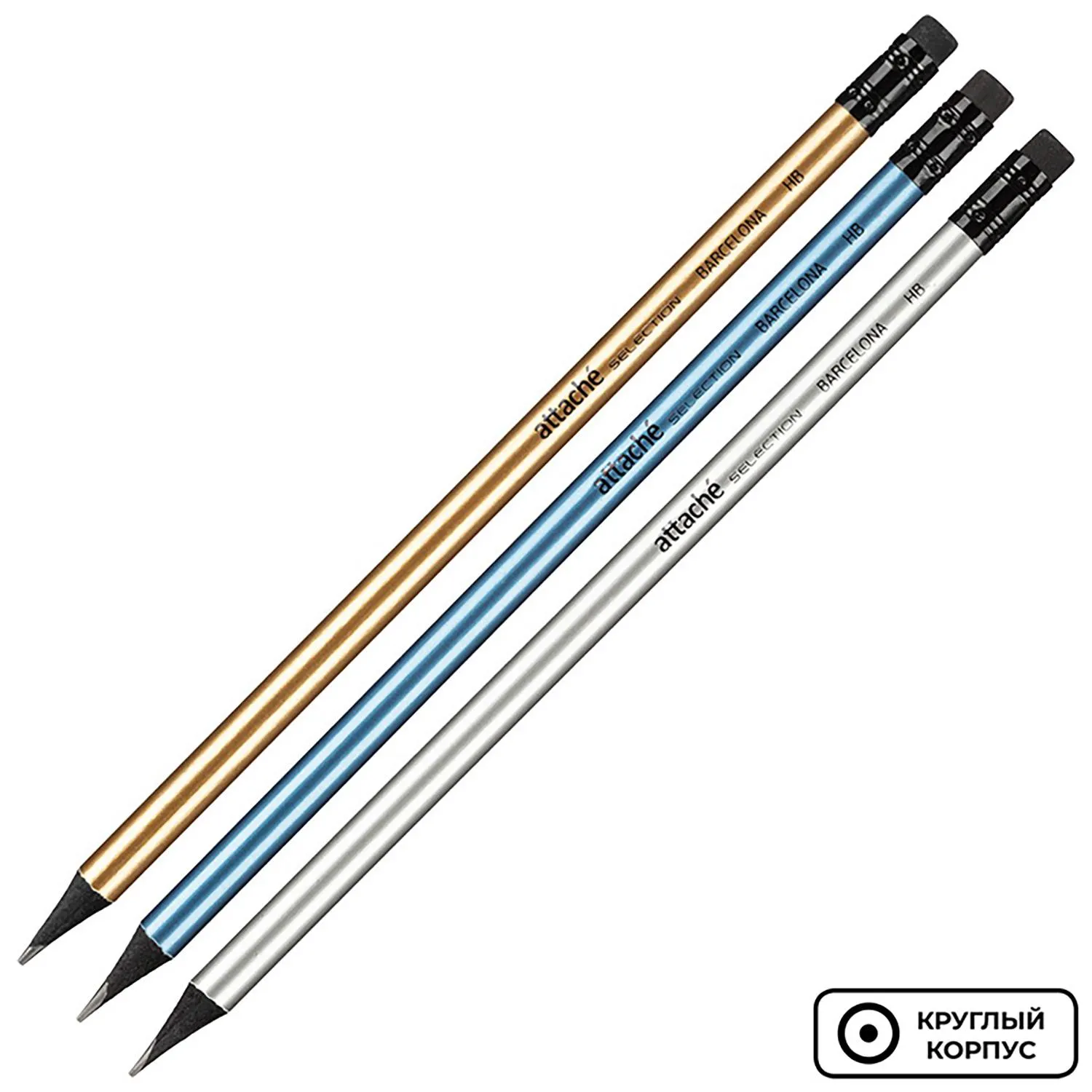 Карандаш чернографитный Attache Selection Barсelona, HB,с ласт - фото 2
