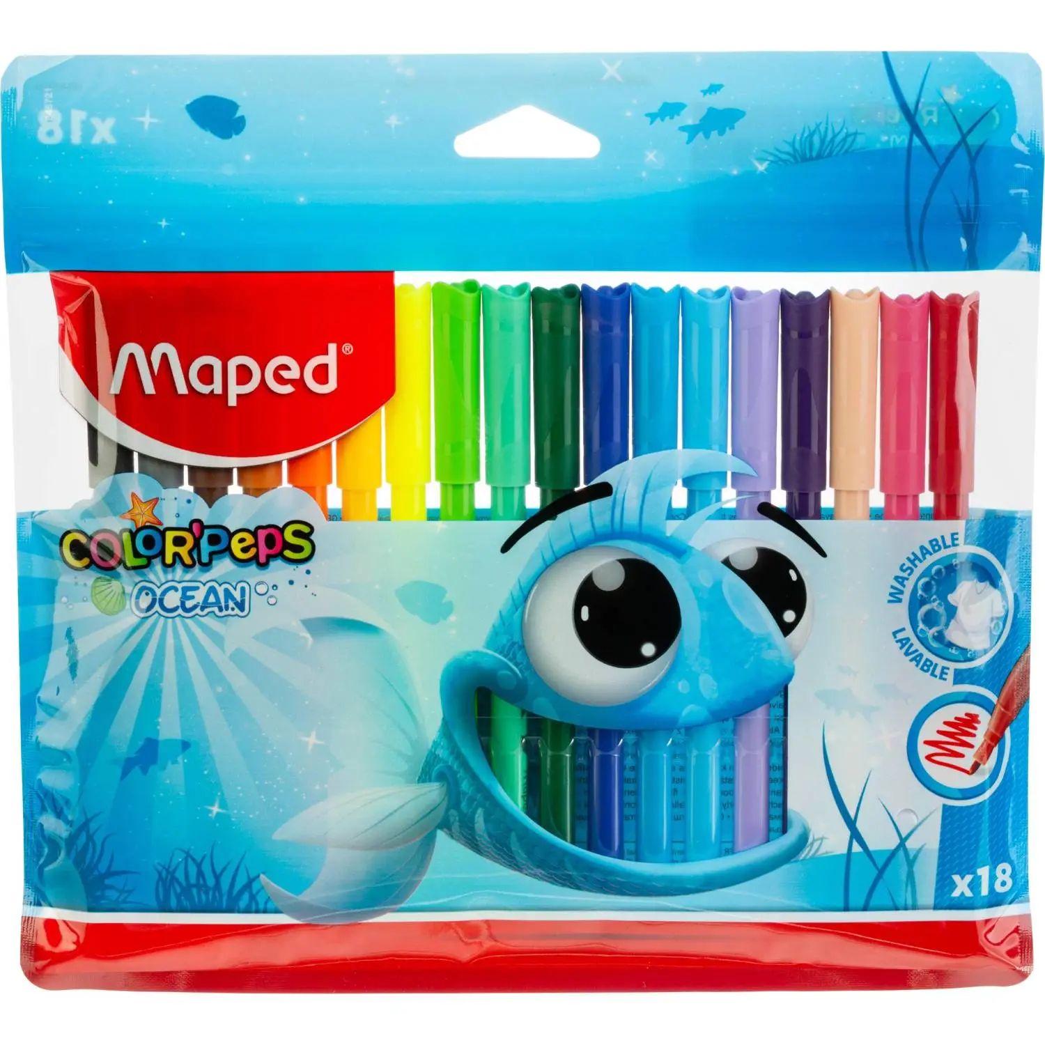 Фломастеры Maped COLOR'PEPS OCEAN,супер-смываемые,18цв/наб,845721 - фото 1