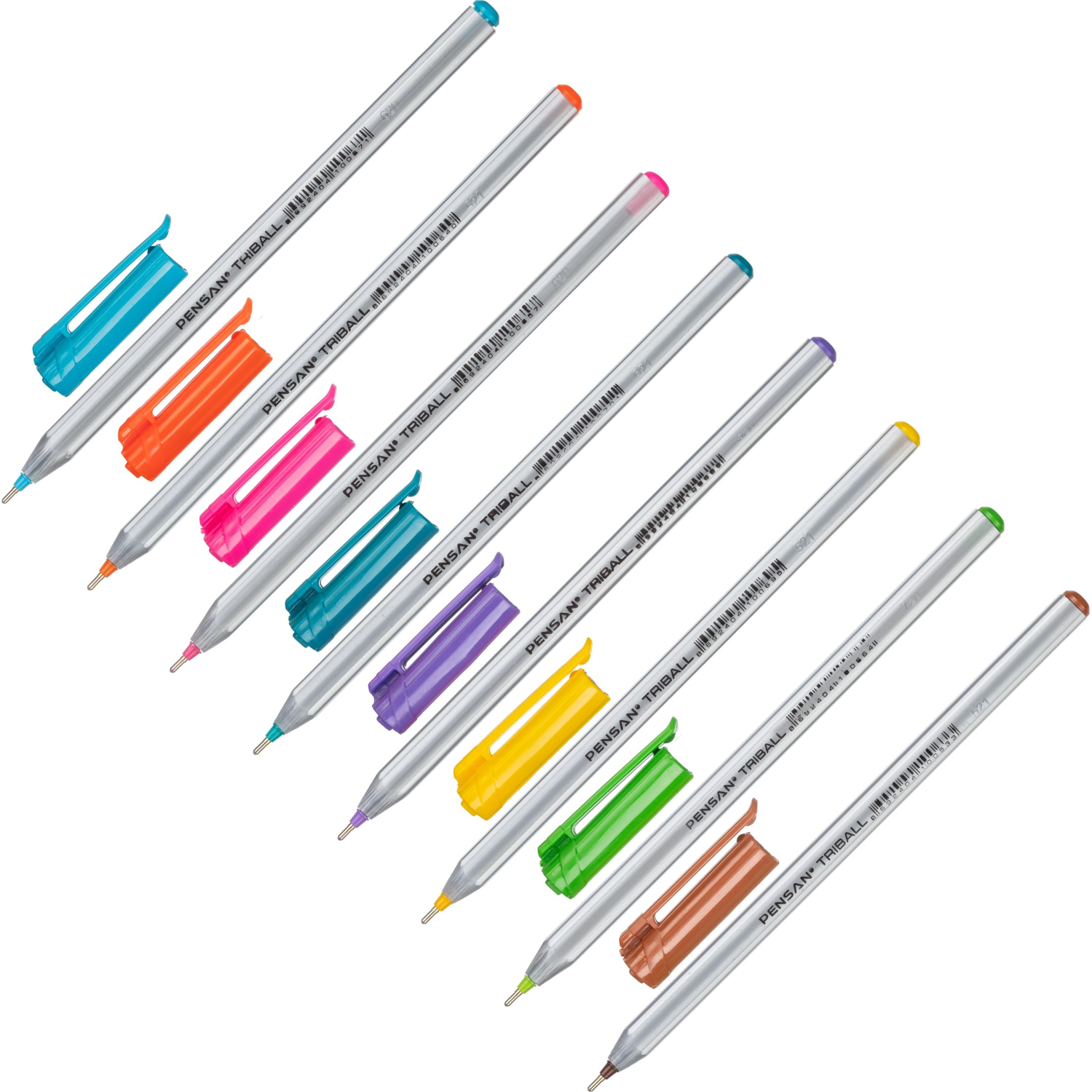 Набор шариковых ручек неавт. PENSAN TRIBALL набор8цв,1,0,масл,1003/PVC8 - фото 3