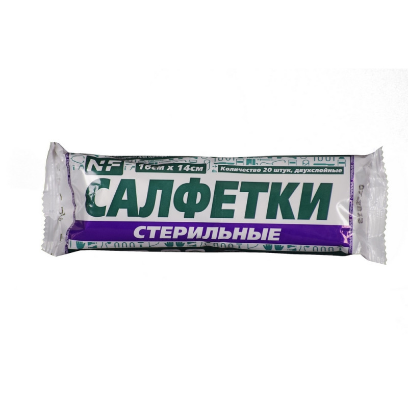 Салфетка стер. 2-х сл №20, 16x14см,пл.36 г Ньюфарм ШК80476 - фото 1