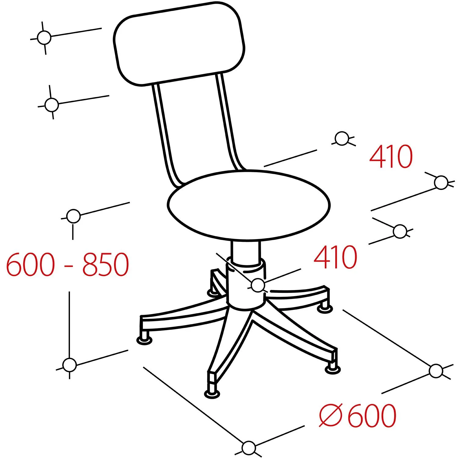 Кресло _табурет кассира UN_Solo gtsN3 ring base высокая база/кз чер v4 - фото 2