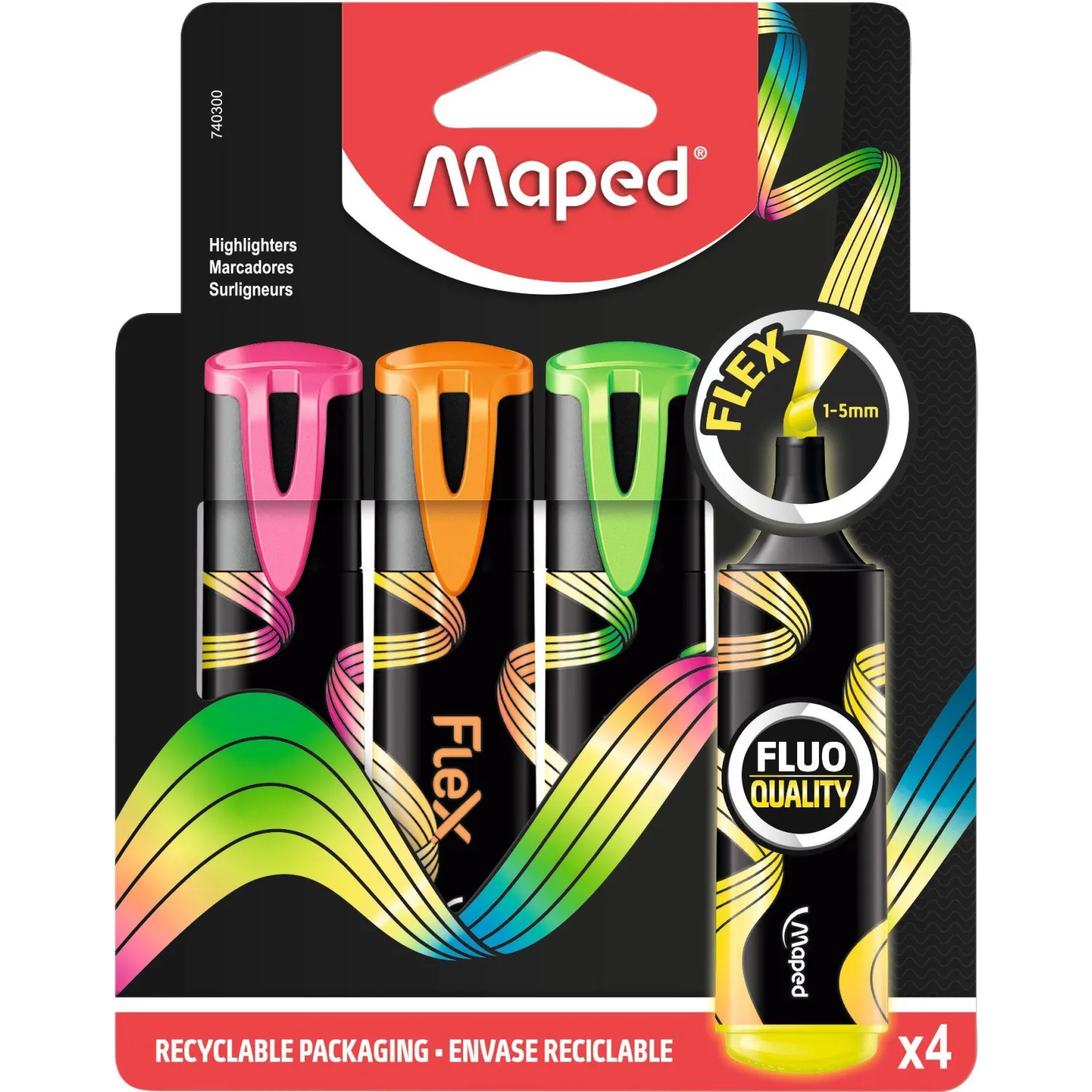 Набор текстовыделителей Maped FLUO PEP'S FLEX,1-5мм,4цв/наб, 740300 - фото 5