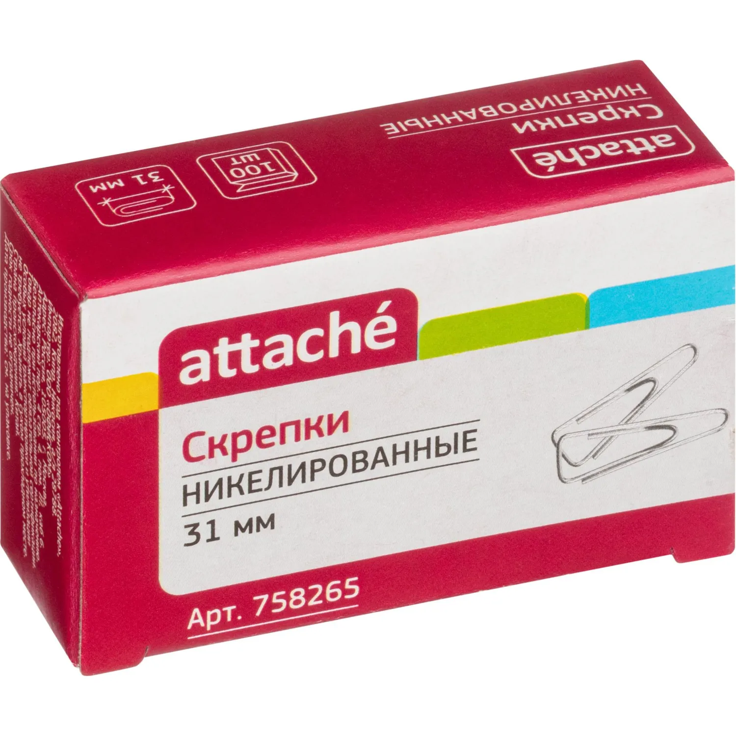 Скрепки Attache с отгибом,никелированные,треугольн,31 мм,негофрир,100 шт/уп Скрепки Attache с отгибом,никелированные,треугольн,31 мм,негофрир,100 шт/уп - фото 2