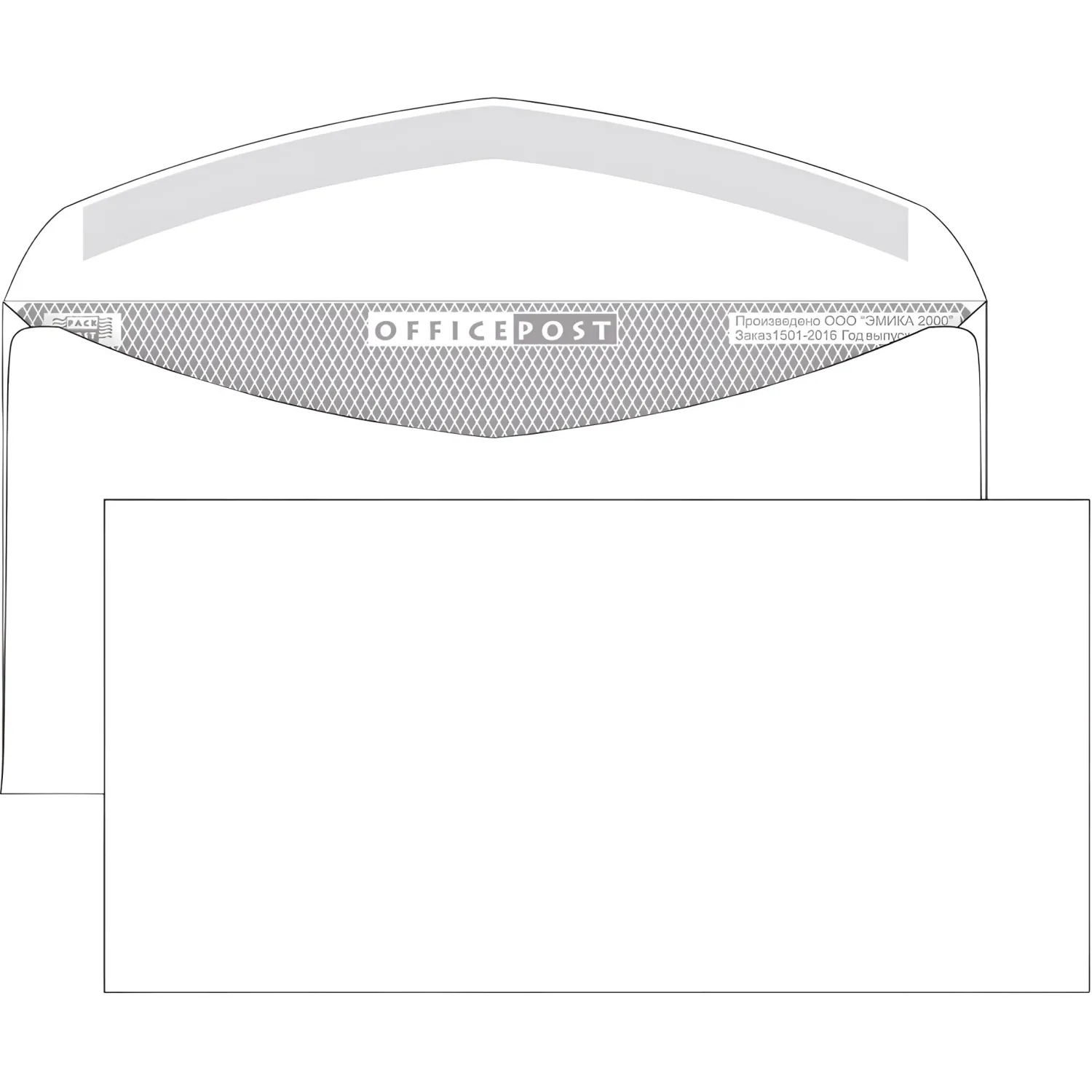 Конверт белый E65 декстр OfficePost 110х220 100шт/уп/1502 - фото 2