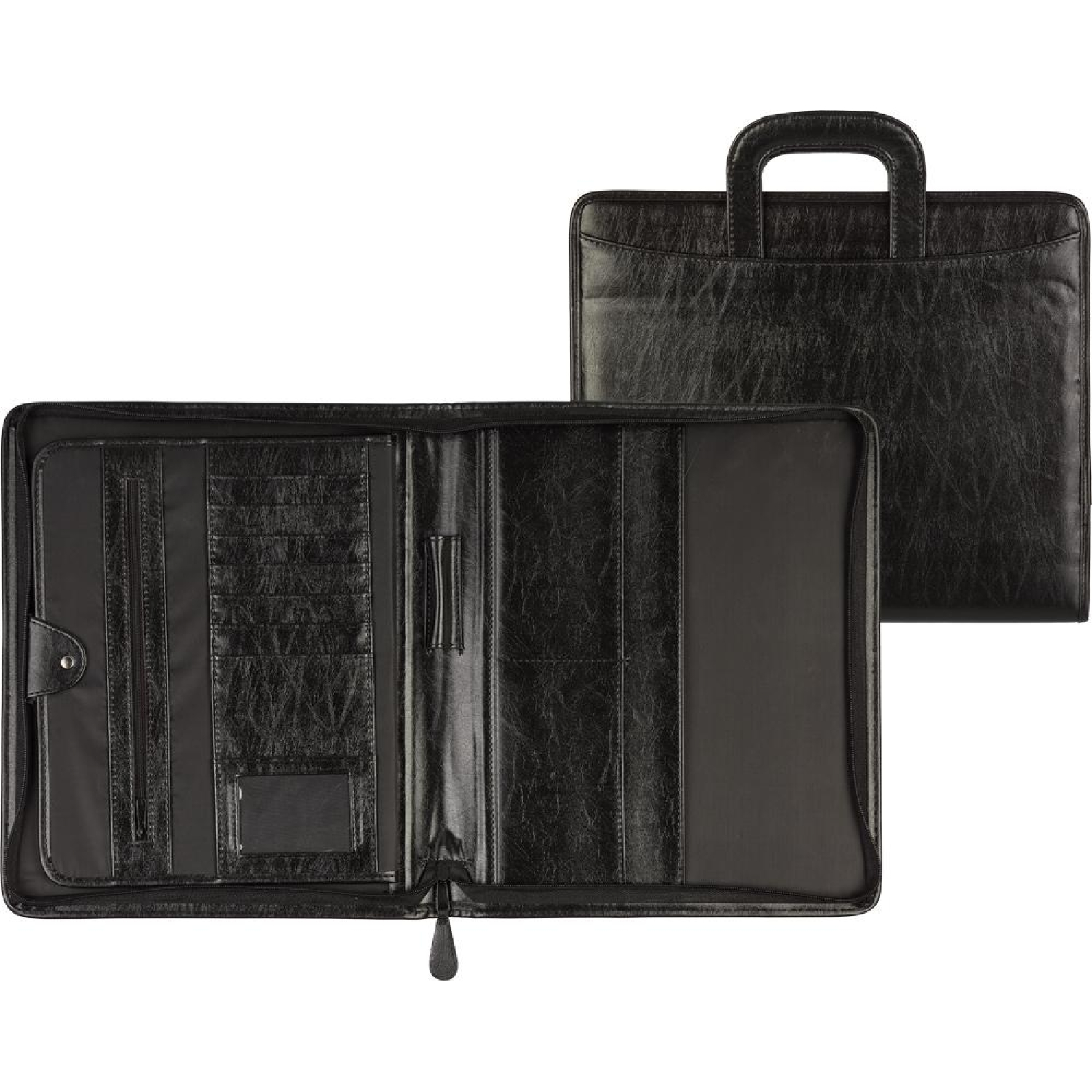 Папка деловая из кож/зам НАВИГАТОР N 108и на молн, с выдв.ручками, чер - фото 1