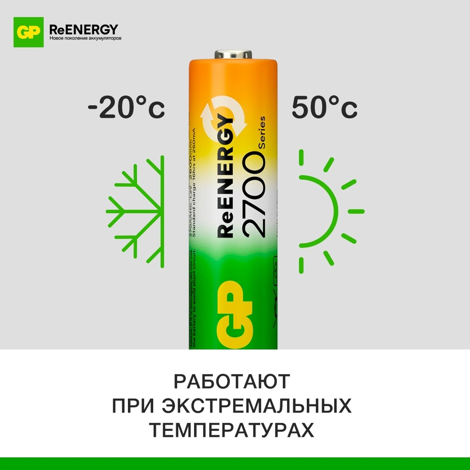 Аккумулятор GP 2600mAh AA 270AAHC-2DECRC2/ 270AAHCRGY-2CRCB2 бл/2шт - фото 7