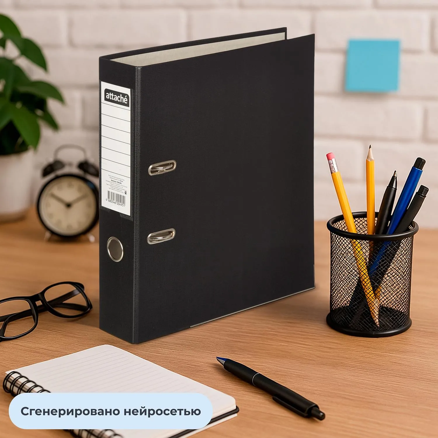 Папка-регистратор ATTACHE(ПВХ+бум)с мет.уголком,75мм,черный,ПБП1,карм.кор - фото 12