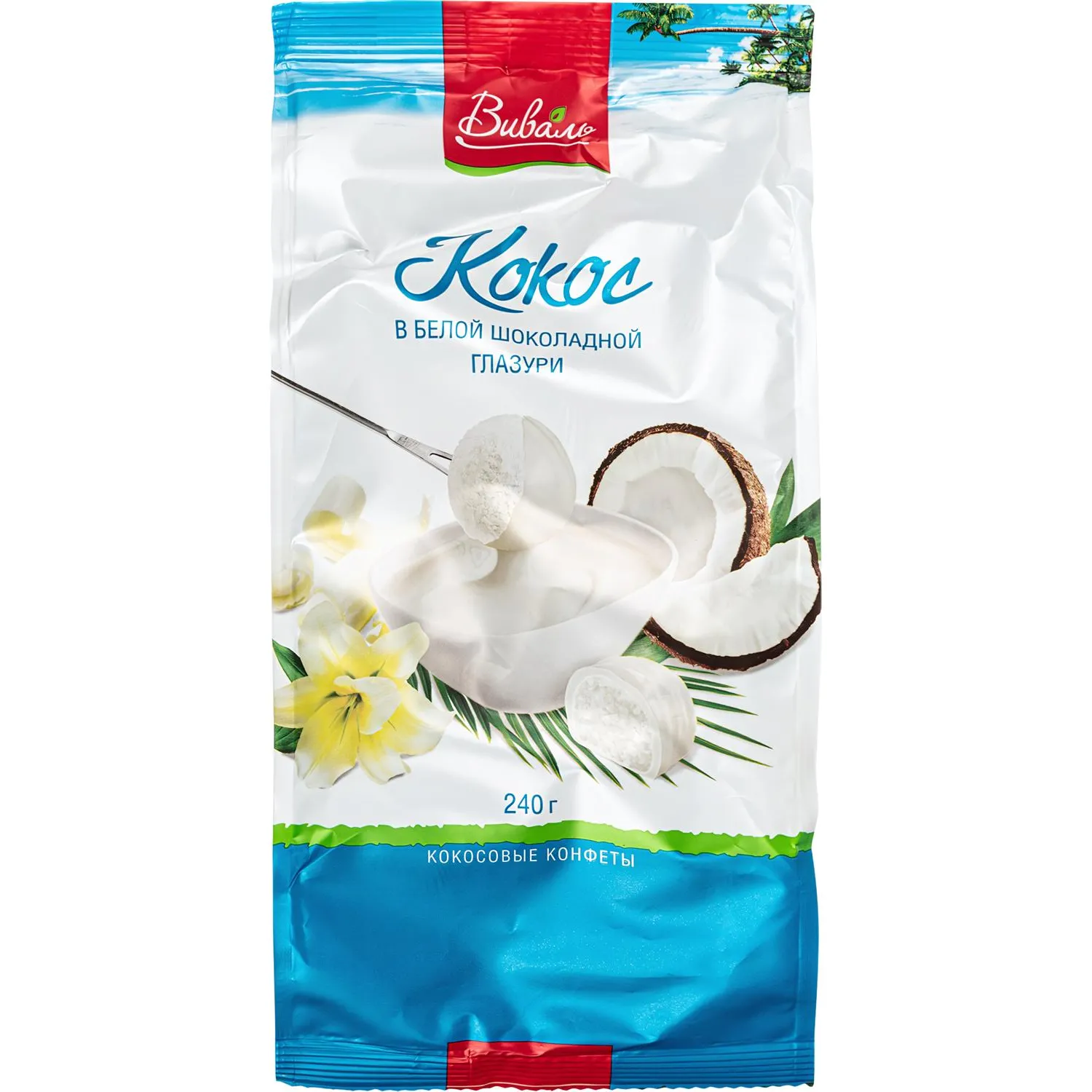 Конфеты шоколадные Виваль кокос в белой глазури, 240г - фото 1