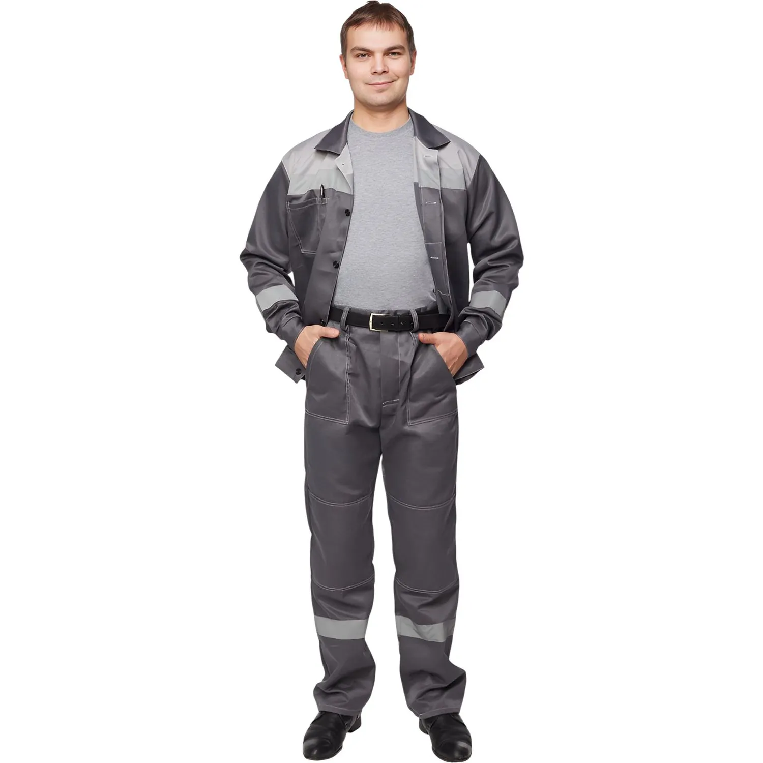 Костюм лет муж (куртка, бр) л22 т.сер./св.сер 104-108/194-200 - фото 4