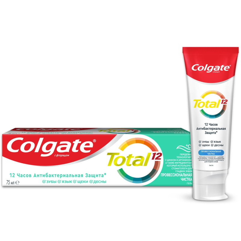 Зубная паста COLGATE TOTAL 12 Профессиональная чистка гель 75 мл - фото 1