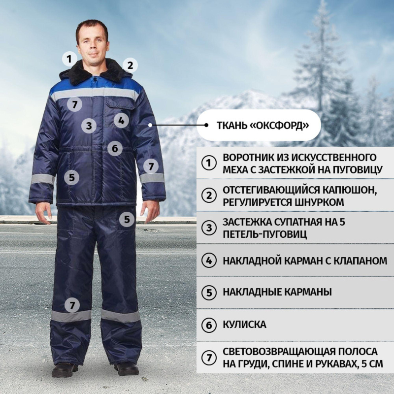 Куртка рабочая зимняя муж з32-КУ син/вас оксф 48-50/158-164 - фото 2