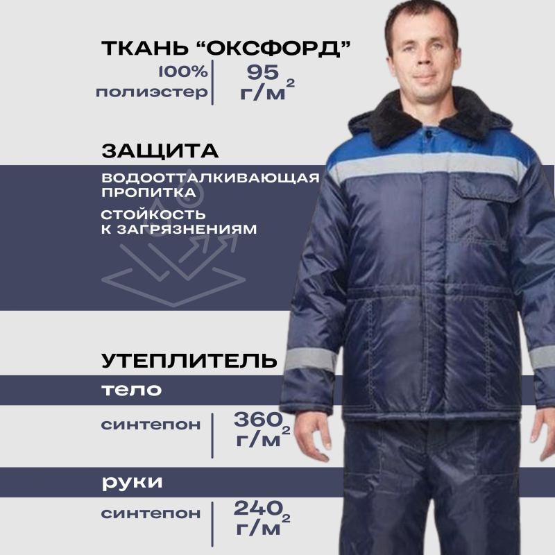 Куртка рабочая зимняя муж з32-КУ син/вас оксф 56-58/158-164 - фото 2