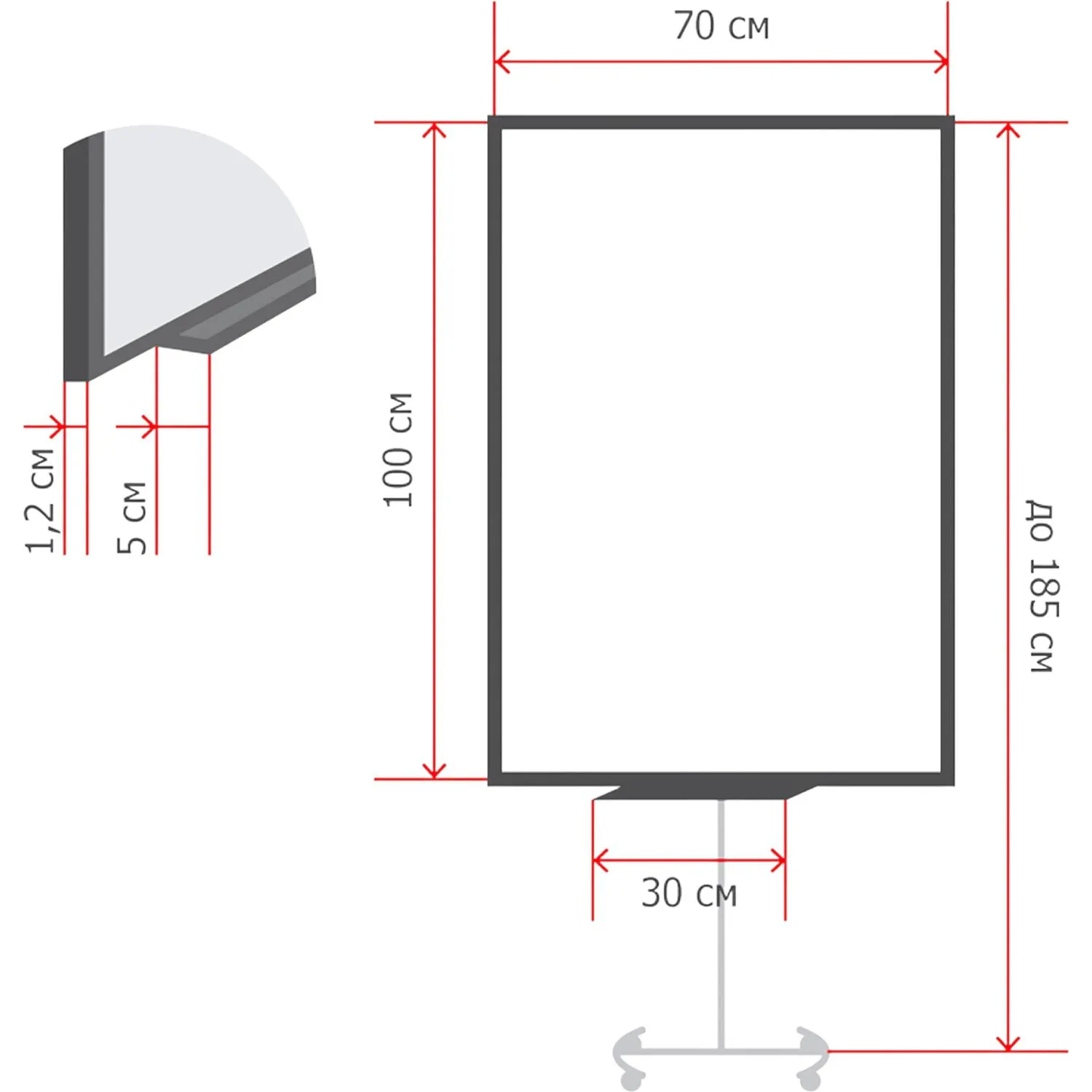 Флипчарт магнитно-мелов. на роликах 100x70 см черный - фото 3