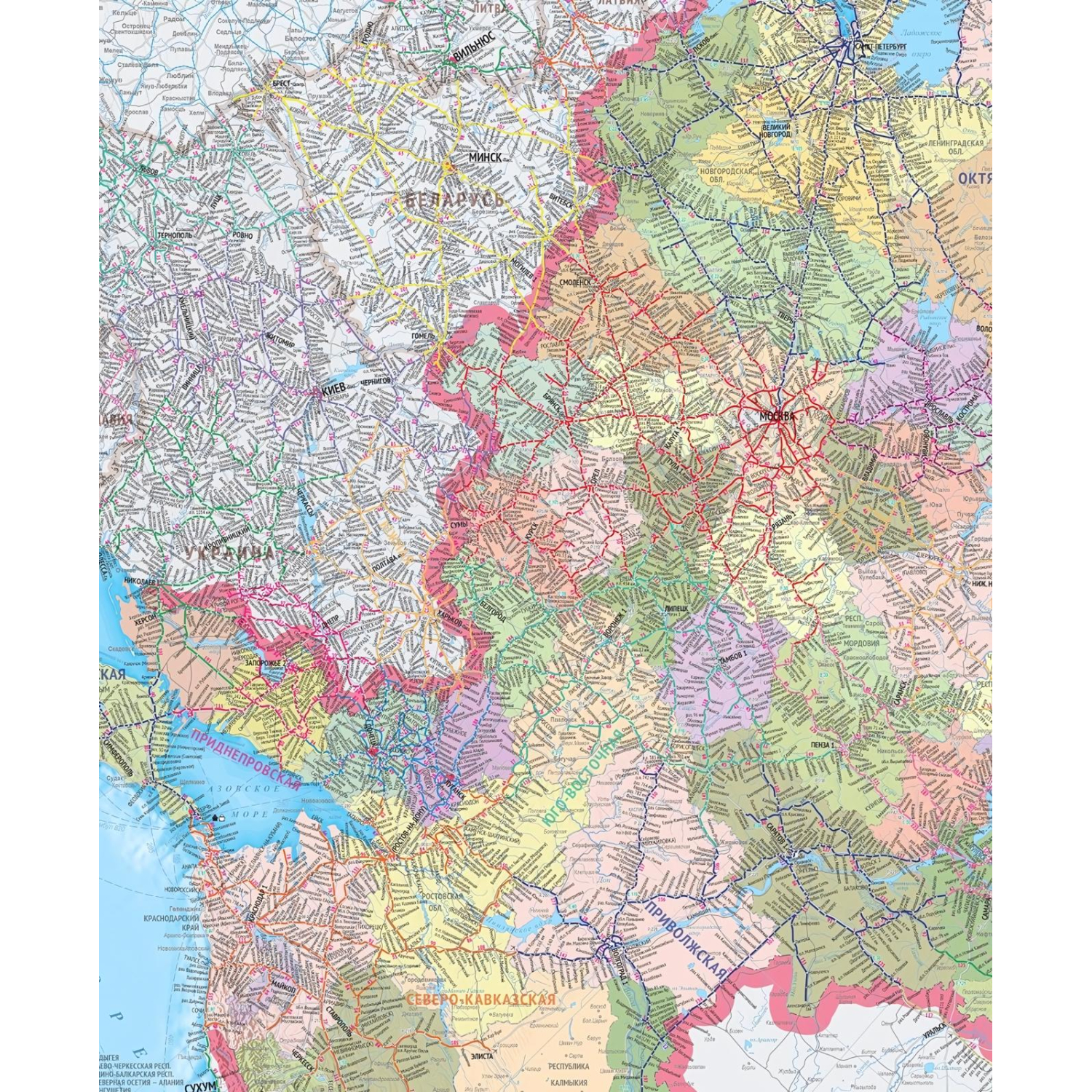 Карта настенная Железных дорог России и сопред.госуд.1:3,64млн.,2,34х1,56м - фото 2