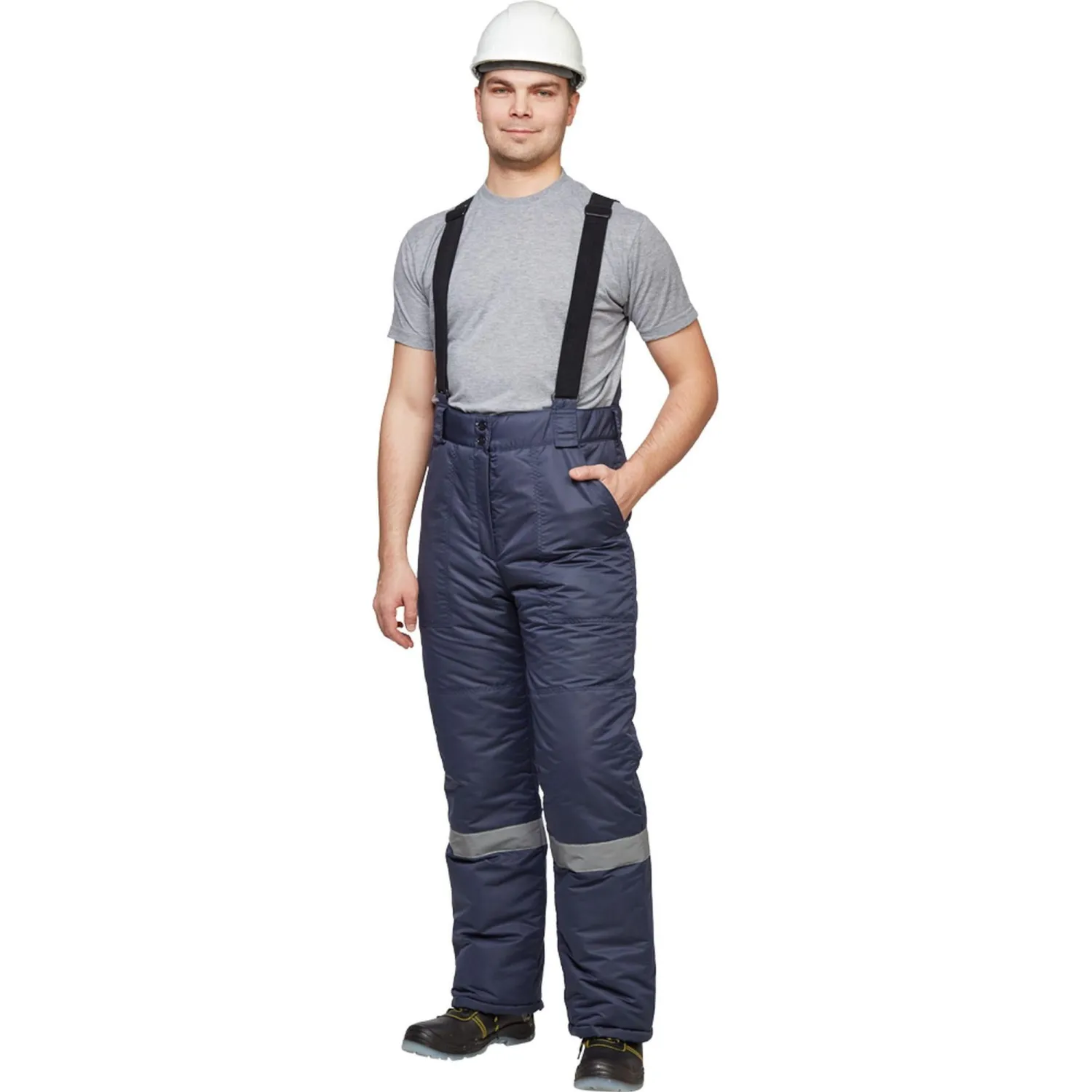 Брюки рабочие зимние муж. з28-БР син (р.56-58)170-176 - фото 4