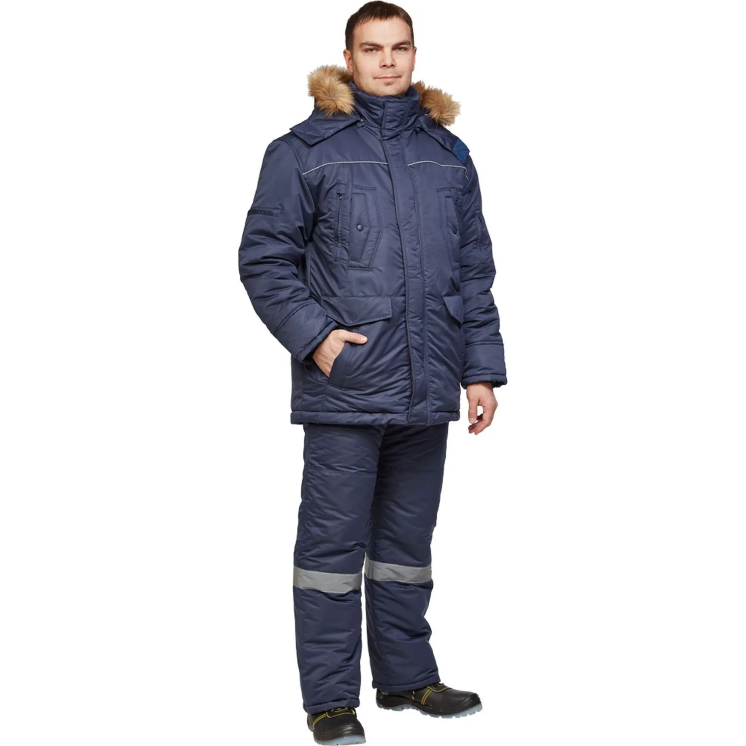 Брюки рабочие зимние муж. з28-БР син (р.56-58)170-176 - фото 9