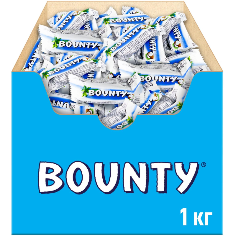 Шоколадный батончик Bounty с мякотью кокоса, 1кг - фото 1