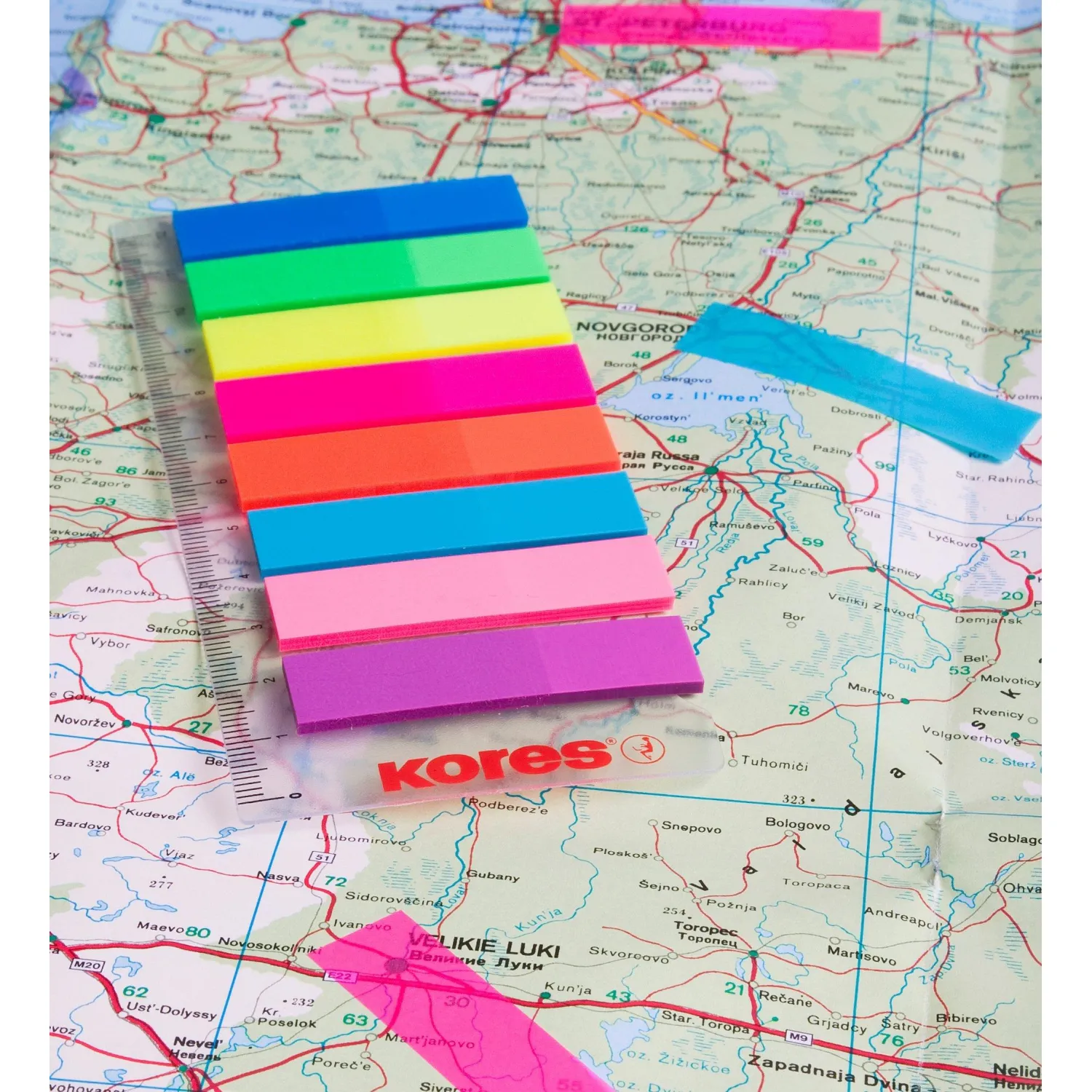 Клейкие закладки пласт. 8цв.по 25л. Film на линейке Kores 45120 - фото 3