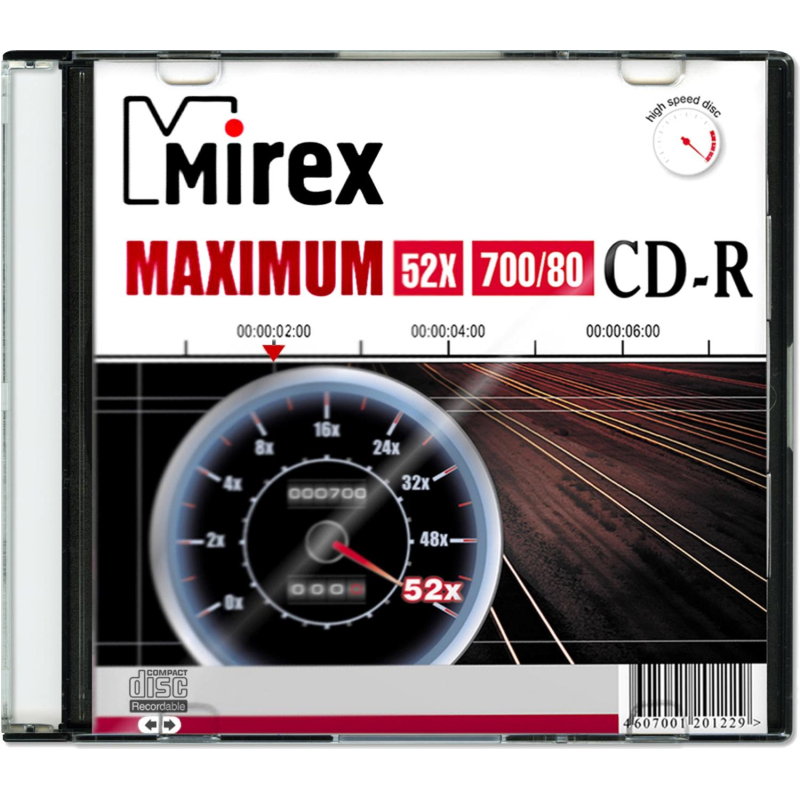 Носители информации CD-R, 52x, Mirex Maximum, Slim/1, UL120052A8S - фото 1